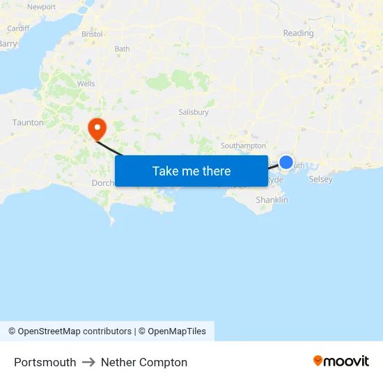 Portsmouth to Nether Compton map