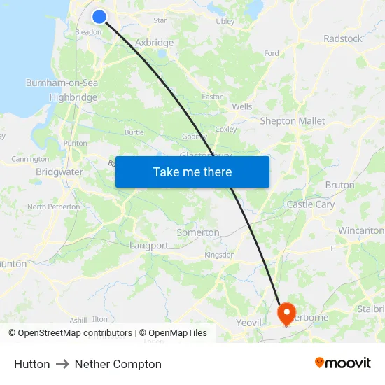 Hutton to Nether Compton map