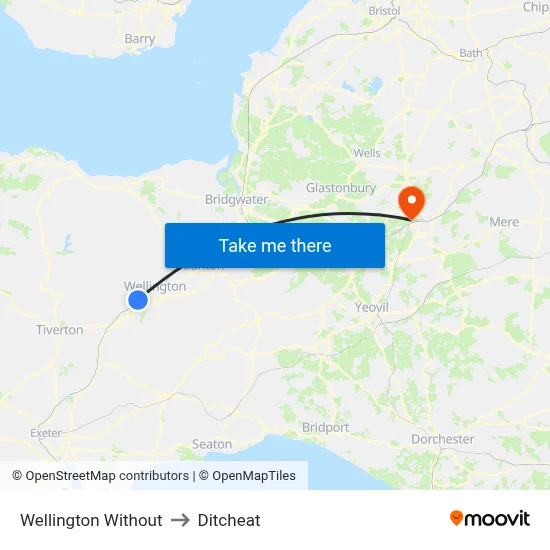 Wellington Without to Ditcheat map