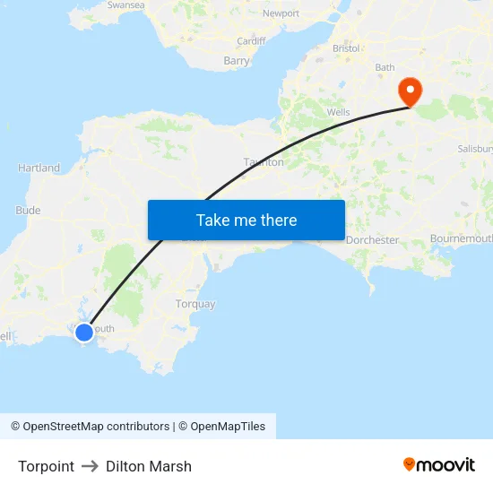 Torpoint to Dilton Marsh map