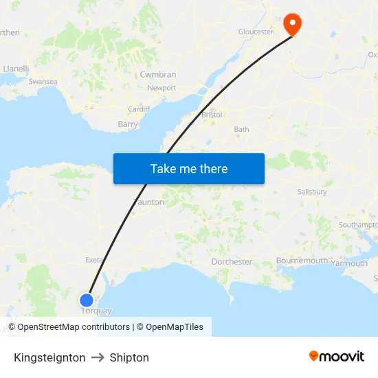Kingsteignton to Shipton map