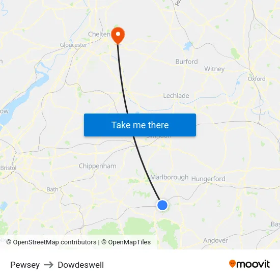Pewsey to Dowdeswell map