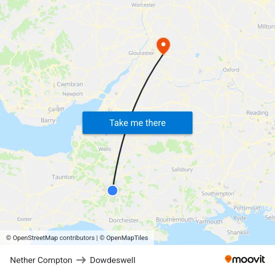 Nether Compton to Dowdeswell map