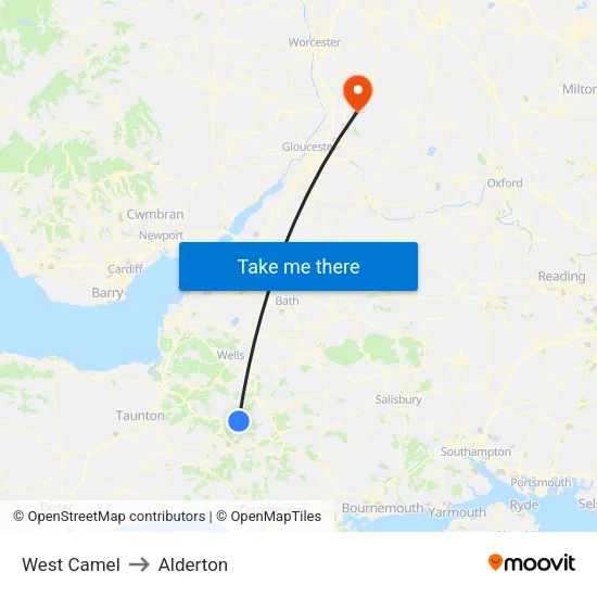 West Camel to Alderton map