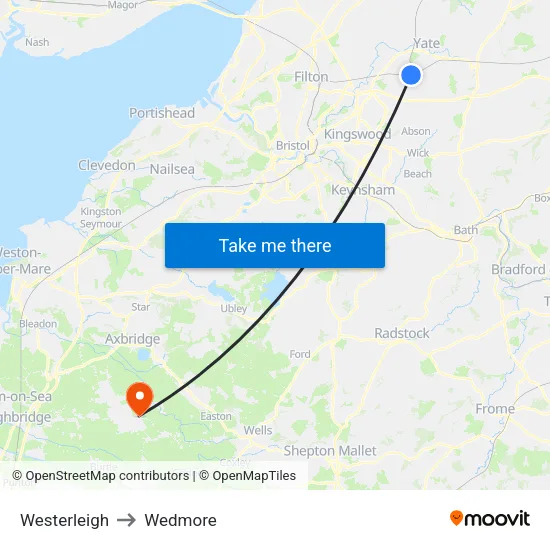 Westerleigh to Wedmore map