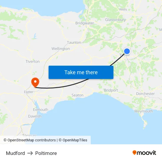 Mudford to Poltimore map