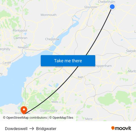 Dowdeswell to Bridgwater map