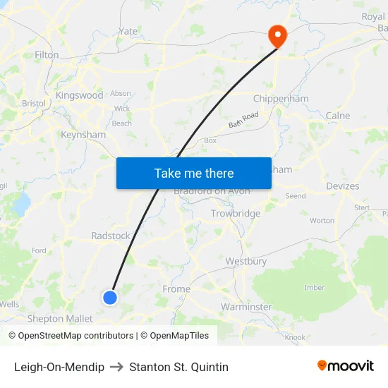 Leigh-On-Mendip to Stanton St. Quintin map