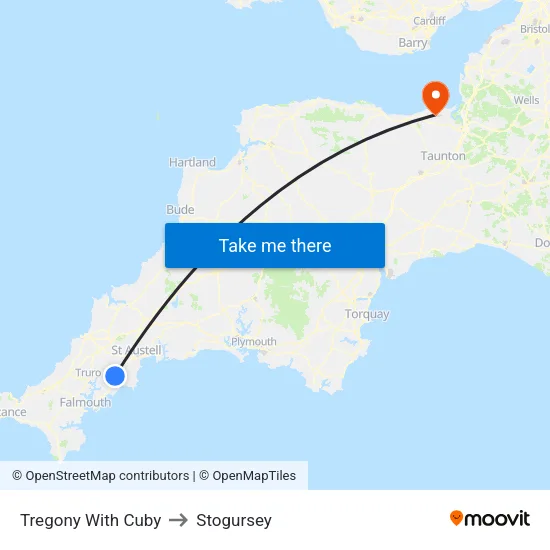 Tregony With Cuby to Stogursey map