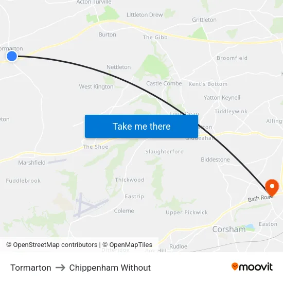 Tormarton to Chippenham Without map
