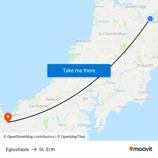 Egloshayle to St. Erth map