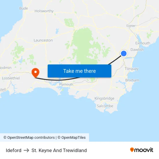 Ideford to St. Keyne And Trewidland map