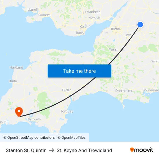 Stanton St. Quintin to St. Keyne And Trewidland map
