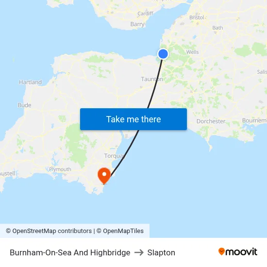 Burnham-On-Sea And Highbridge to Slapton map