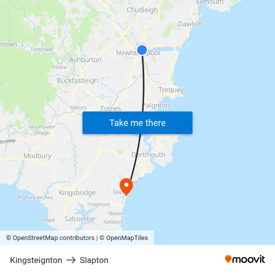 Kingsteignton to Slapton map