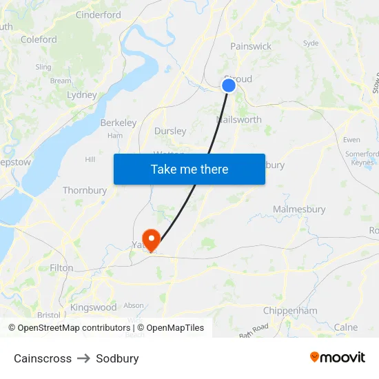 Cainscross to Sodbury map