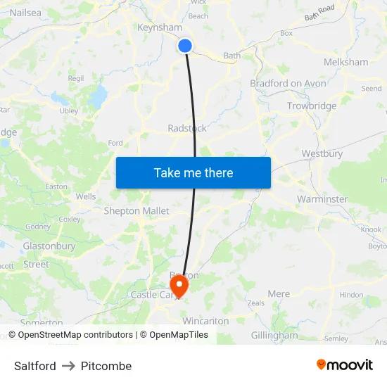 Saltford to Pitcombe map