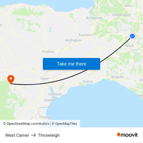 West Camel to Throwleigh map