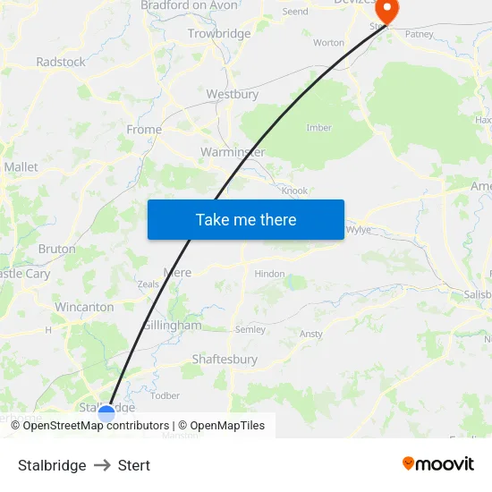 Stalbridge to Stert map