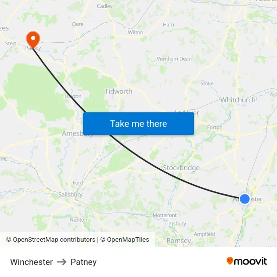 Winchester to Patney map