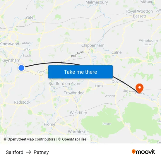 Saltford to Patney map