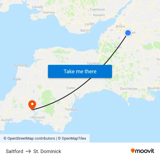 Saltford to St. Dominick map
