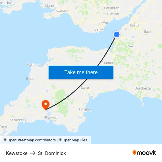 Kewstoke to St. Dominick map