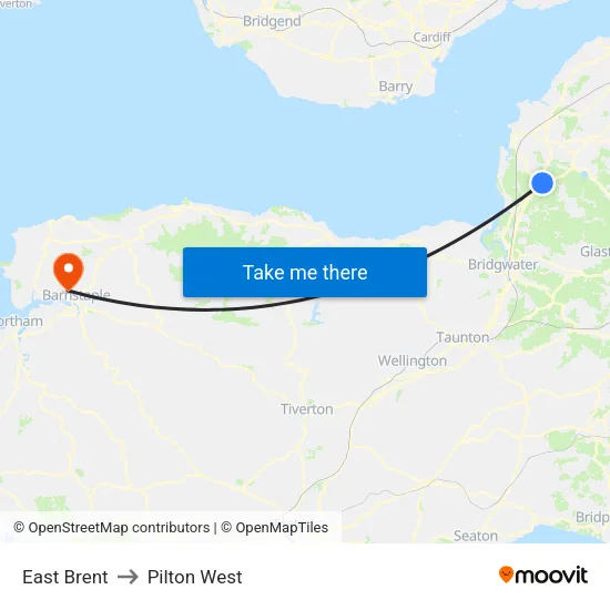 East Brent to Pilton West map