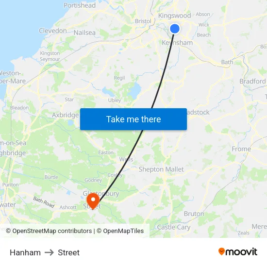 Hanham to Street map
