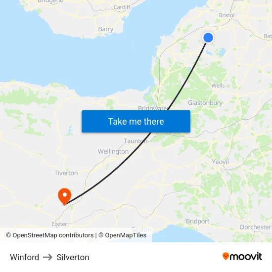 Winford to Silverton map