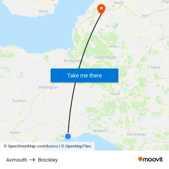 Axmouth to Brockley map