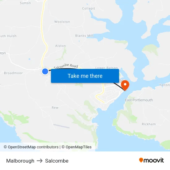 Malborough to Salcombe map