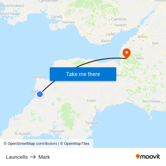 Launcells to Mark map