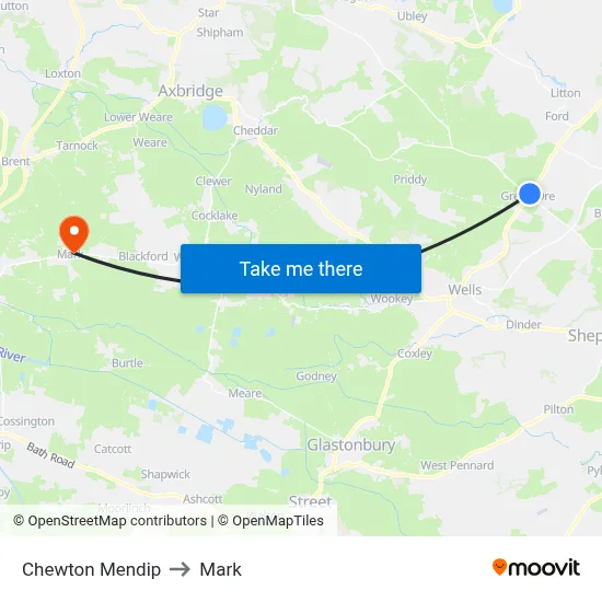 Chewton Mendip to Mark map