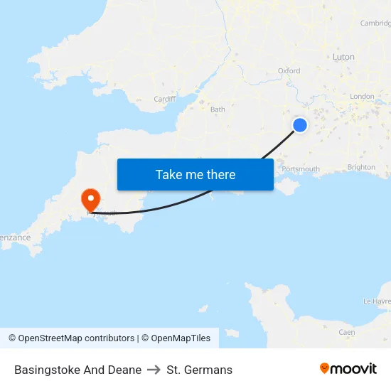 Basingstoke And Deane to St. Germans map