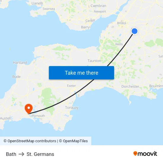 Bath to St. Germans map