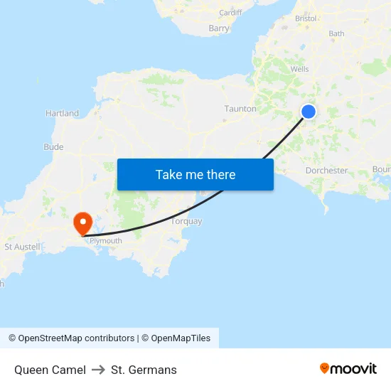 Queen Camel to St. Germans map