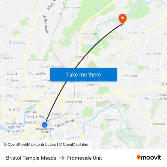 Bristol Temple Meads to Fromeside Unit map