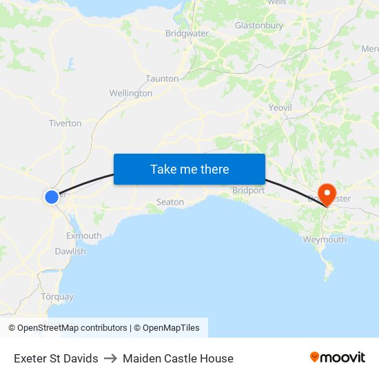 Exeter St Davids to Maiden Castle House map