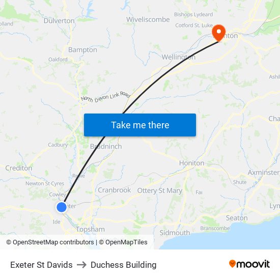 Exeter St Davids to Duchess Building map