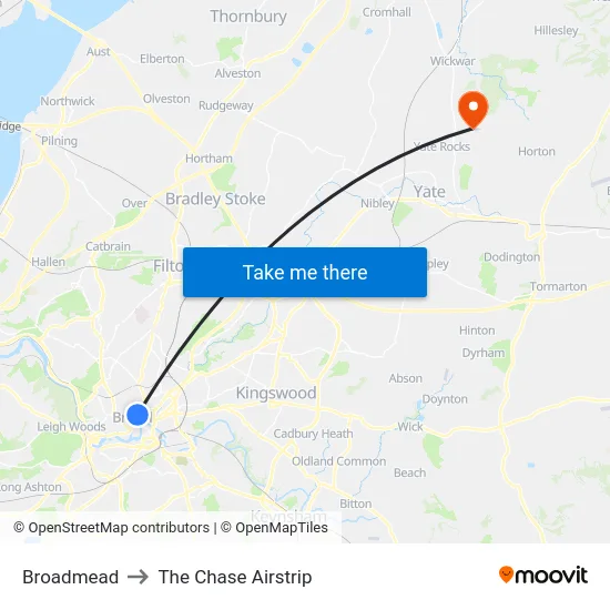 Broadmead to The Chase Airstrip map