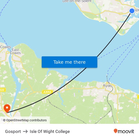 Gosport to Isle Of Wight College map