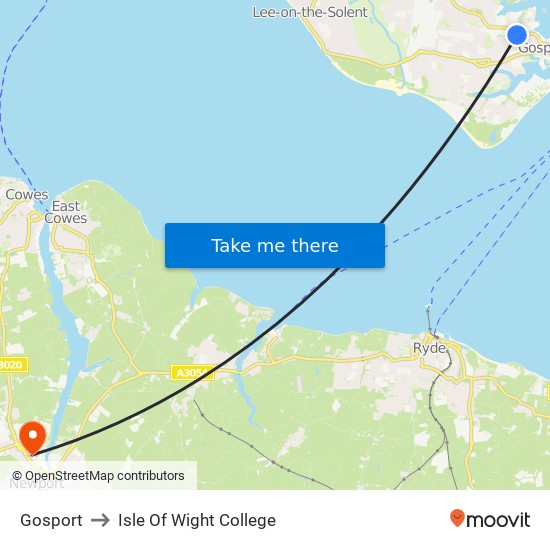 Gosport to Isle Of Wight College map