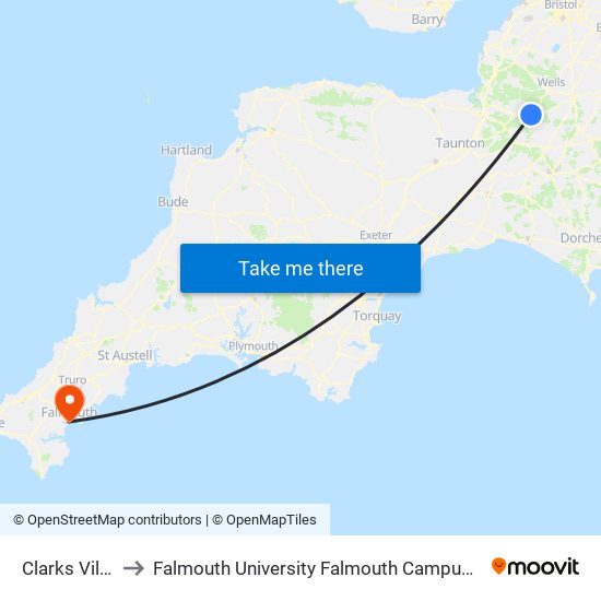 Clarks Village, Street to Falmouth University Falmouth Campus (formerly UCF Woodlane Campus) map