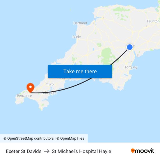 Exeter St Davids to St Michael's Hospital Hayle map