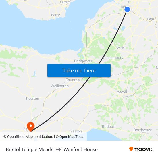 Bristol Temple Meads to Wonford House map