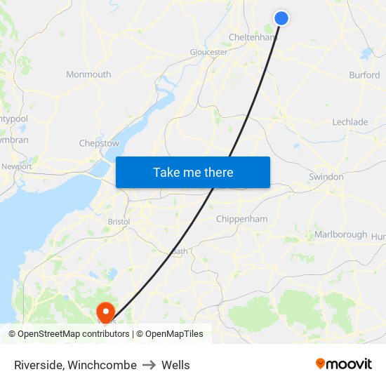 Riverside, Winchcombe to Wells map