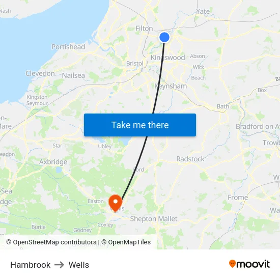 Hambrook to Wells map