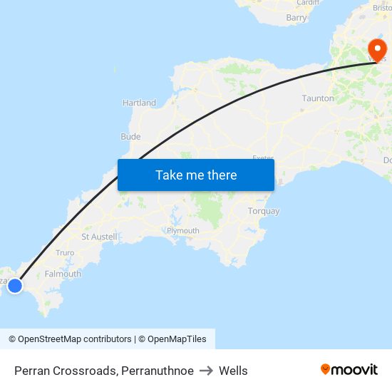 Perran Crossroads, Perranuthnoe to Wells map