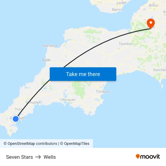 Seven Stars to Wells map